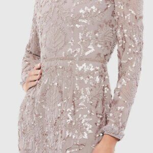 Mac Duggal NWT Light Purple Embellished High Neck Puff Sleeve Fitted Dress Sz 6